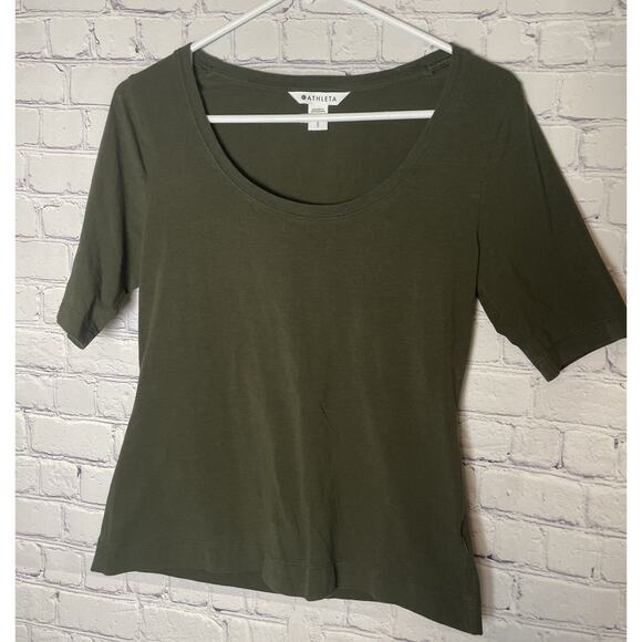 Athleta Outbound Scoop Tee T-Shirt Dark Green Womens Size S - Picture 1 of 6